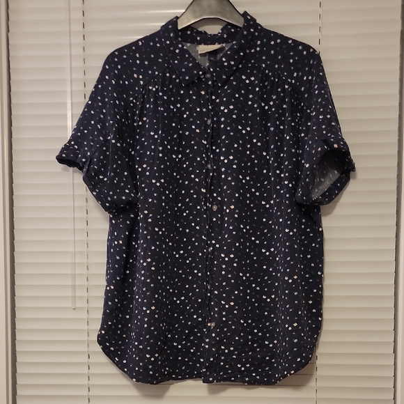 Universal Thread Tops - Universal Thread Button Down Floral Shirt Size XXL Blue